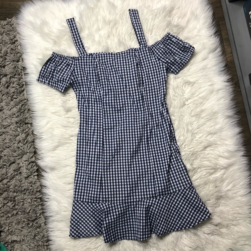 NWT new look gingham plaid ruffle dress medium